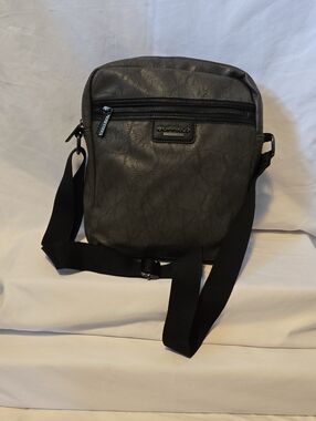 Buffalo David Bitton Grey Leather-Look Crossbody Messenger Bag